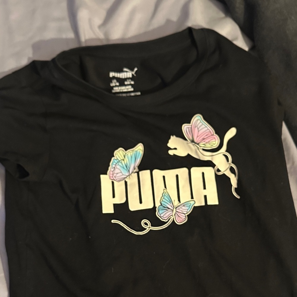 Puma Black Tee with Colorful Butterflies